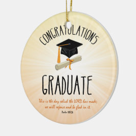 Ornamento De Cerâmica Graduação religiosa Dourada Starburst com Boné Neg