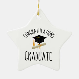 Ornamento De Cerâmica Graduação religiosa Dourada Starburst com Boné Neg