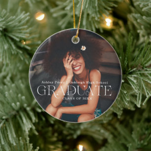 Ornamento De Cerâmica Graduado   Presente de Natal com Foto Sentimental