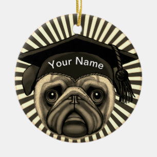Ornamento De Cerâmica Graduado Pug