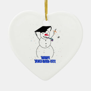Ornamento De Cerâmica Graduando Snowmen - YAY! Você conseguiu!