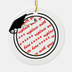 Ornamento De Cerâmica Graduation School Colors Black & Gold Frame