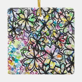 Ornamento De Cerâmica Graffiti Four Leaf Clovers