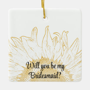 Ornamento De Cerâmica Gráfico amarelo do girassol você será minha dam