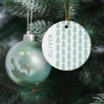 Ornamento De Cerâmica Gráfico da árvore de Natal azul-aqua geométrica mo<br><div class="desc">Árvore de Natal azul e branca,  geométrica moderna,  azul-aqua e design de decoração gráfica mínima.</div>