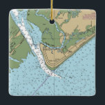 Ornamento De Cerâmica Gráfico da Carolina do Sul de Beach<br><div class="desc">Edisto Beach,  Enfeites de natal da Carolina do Sul feito com gráfico NOAA.</div>