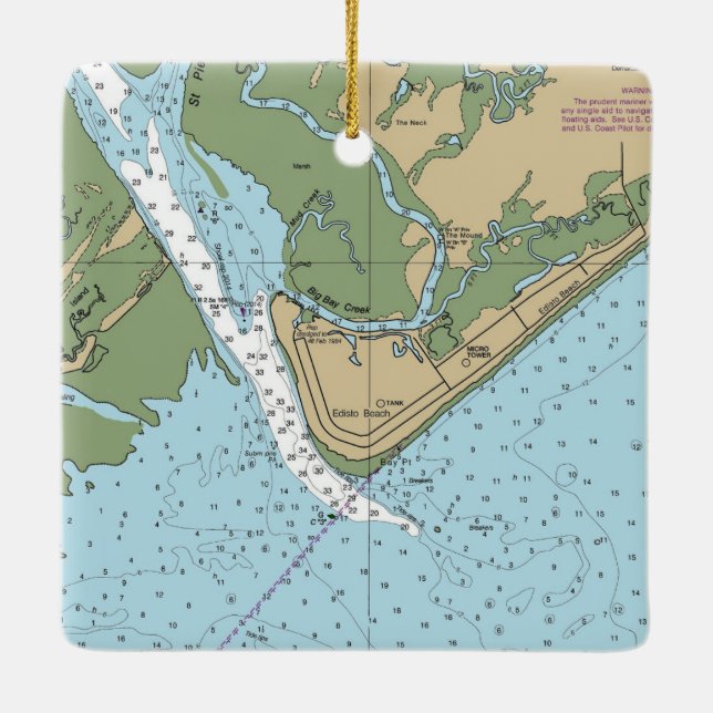 Ornamento De Cerâmica Gráfico da Carolina do Sul de Beach (Verso)