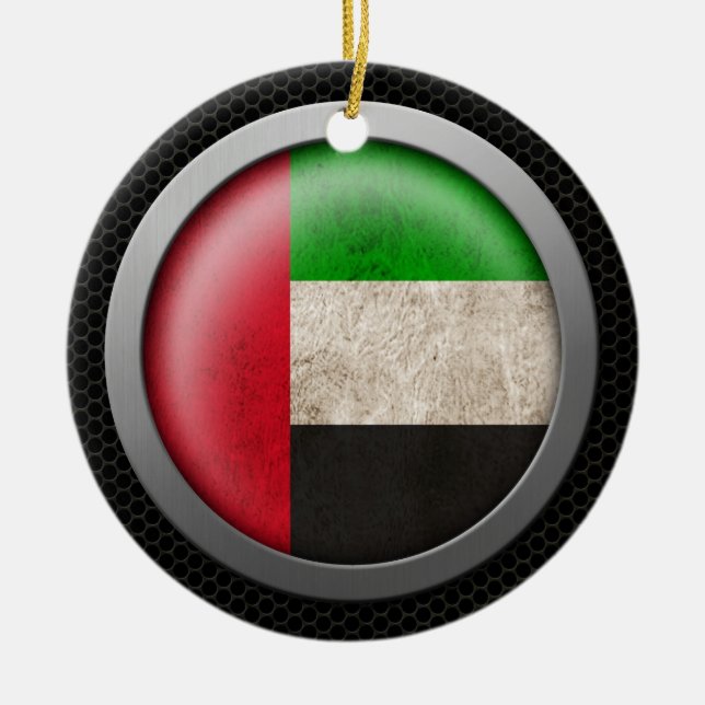 Ornamento De Cerâmica Gráfico de aço do disco da bandeira de United Arab (Frente)