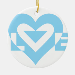Ornamento De Cerâmica Gráfico de Amor legal, Azul