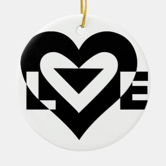 Ornamento De Cerâmica Gráfico de Amor legal, Preto
