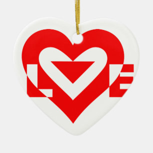 Ornamento De Cerâmica Gráfico de Amor legal, Vermelho