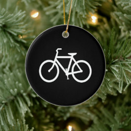 Ornamento De Cerâmica Gráfico de bicicleta branca e preta