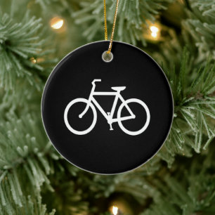 Ornamento De Cerâmica Gráfico de Bicicleta Preta e Branca