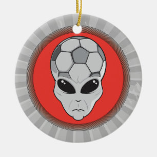 Ornamento De Cerâmica gráfico de cabeça de alienígena de futebol