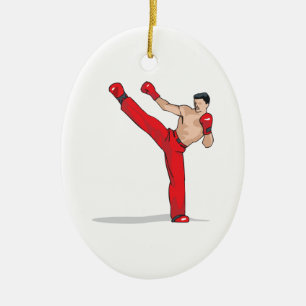 Ornamento De Cerâmica gráfico de kickboxer de chute