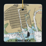 Ornamento De Cerâmica Gráfico de Nova Iorque de Howard Beach<br><div class="desc">Howard Beach,  Nova Iorque NY Enfeites de natal feito com gráfico náutico.</div>