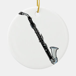 Ornamento De Cerâmica Gráfico do clarinete baixo, apenas o clarinete