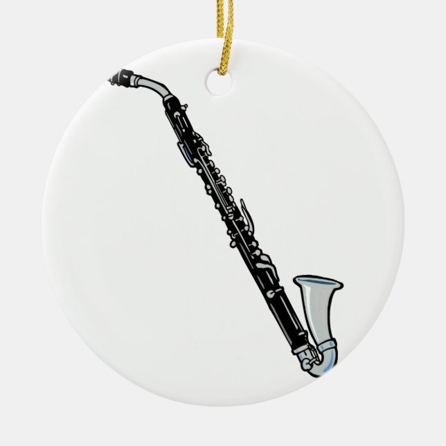Ornamento De Cerâmica Gráfico do clarinete baixo, apenas o clarinete (Frente)