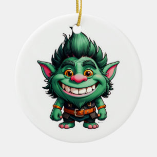 Ornamento De Cerâmica Gráfico feliz de Chibi Troll