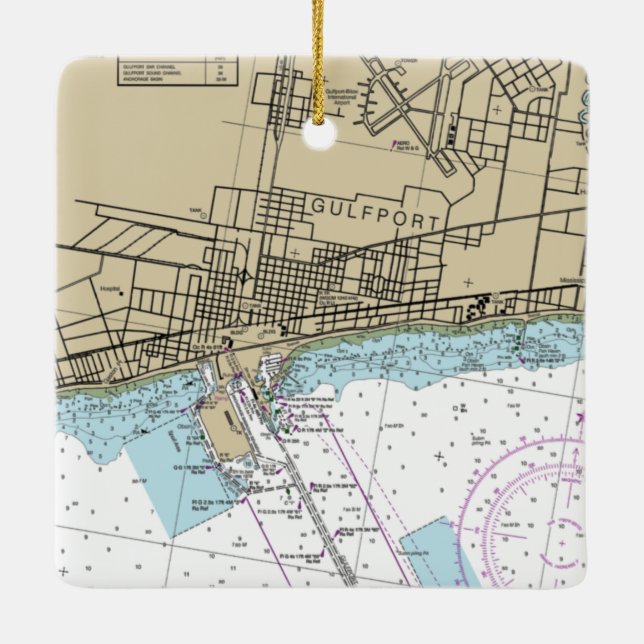 Ornamento De Cerâmica Gráfico Gulfport Mississippi (Verso)