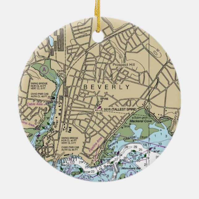 Ornamento De Cerâmica Gráfico náutico Beverly MÃE (Traseira)