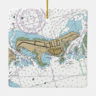 Ornamento De Cerâmica Gráfico Náutico da Flórida Key Biscayne