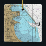 Ornamento De Cerâmica Gráfico náutico de Michigan na praia de Harbor<br><div class="desc">Enfeites de natal de MI de praia de Harbor,  feito com gráfico náutico.</div>