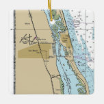 Ornamento De Cerâmica Gráfico náutico de Vero Beach<br><div class="desc">Enfeites de natal Vero Beach Florida feito com gráfico náutico NOAA.</div>