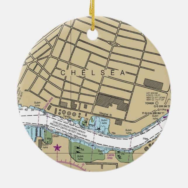 Ornamento De Cerâmica Gráfico náutico MÃES de Boston Chelsea (Traseira)