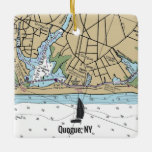 Ornamento De Cerâmica Gráfico náutico Quogue NY<br><div class="desc">Enfeites de natal Quogue New York feito com gráfico náutico.</div>