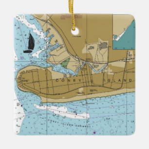 Ornamento De Cerâmica Gráfico NY da Ilha de Coney