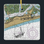 Ornamento De Cerâmica Gráfico NY do Parque Estadual da Praia Jones<br><div class="desc">Jones Beach State Park,  NY Enfeites de natal feito de gráfico náutico.</div>