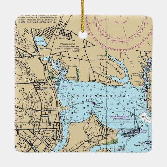 Ornamento De Cerâmica Gráfico RI de Greenwich Oriental (Verso)