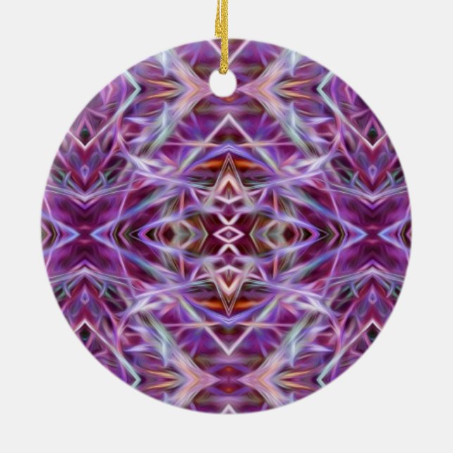 Ornamento De Cerâmica Gráfico Rosa Mandala (Traseira)