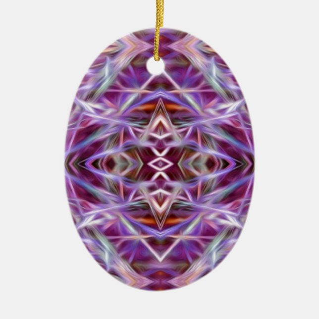 Ornamento De Cerâmica Gráfico Rosa Mandala (Frente)