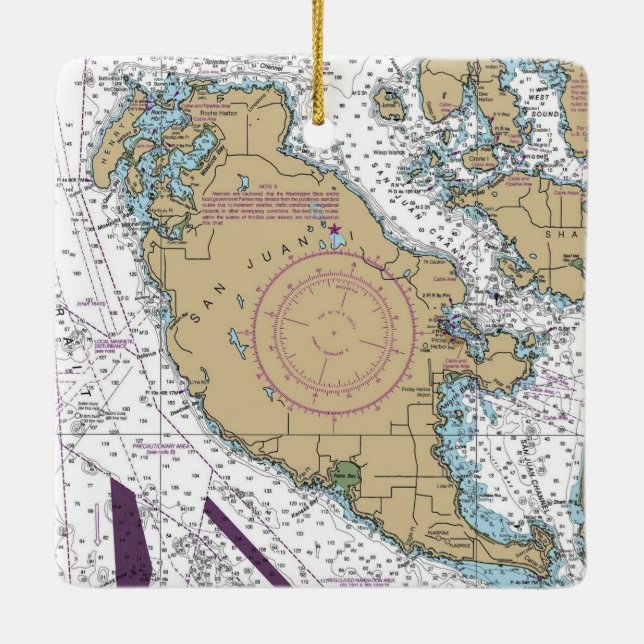 Ornamento De Cerâmica Gráfico WA San Juan Island (Verso)