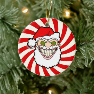 Ornamento De Cerâmica Gráficos Malucos do Papai Noel Assustador