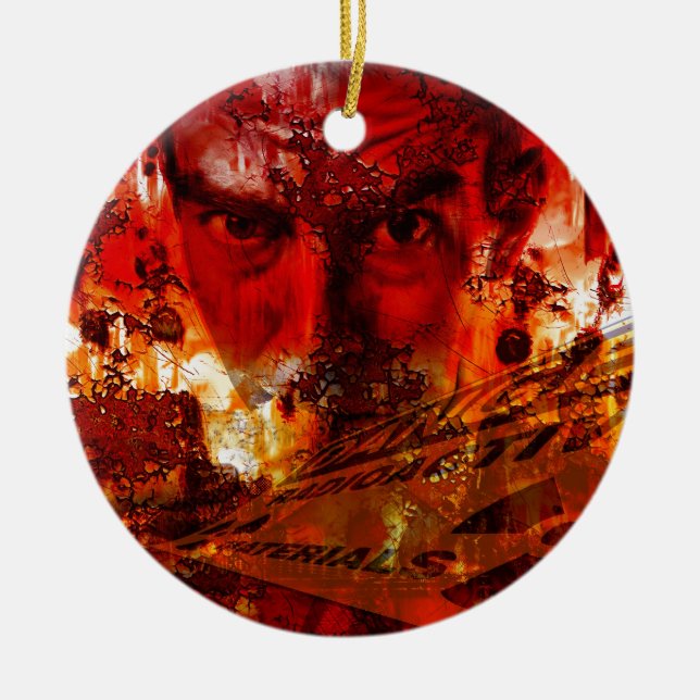 Ornamento De Cerâmica Grafite Vermelho (Frente)