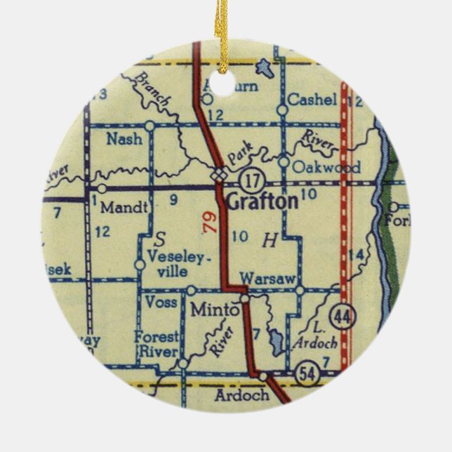 Ornamento De Cerâmica Grafton E Antigo Mapa (Traseira)