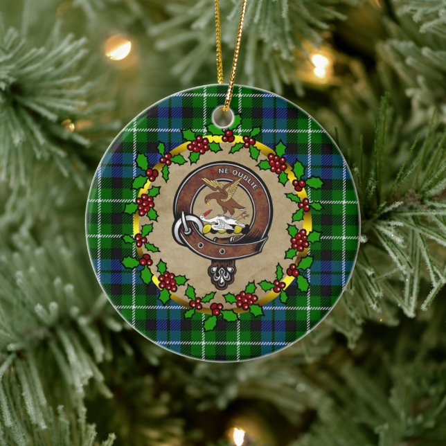 Ornamento De Cerâmica Graham Clan Crachá & Tartan Personalizado Xmas (Árvore)
