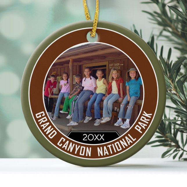 Ornamento De Cerâmica Grand Canyon FOTO FRAME Souvenir (Personalized Christmas Photo Ornament)