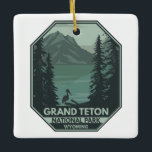 Ornamento De Cerâmica Grand Teton National Park Crane Vintage<br><div class="desc">Grande trabalho de arte de vetor Teton em um design. O parque inclui os maiores picos da Faixa Teton,  assim como a maioria das seções de norte do vale conhecido como Jackson Hole.</div>