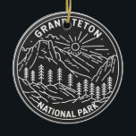 Ornamento De Cerâmica Grand Teton National Park Vintage Monoline<br><div class="desc">Grande Teton Monoline design. O parque inclui os maiores picos da Faixa Teton,  assim como a maioria das seções de norte do vale conhecido como Jackson Hole.</div>