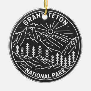 Ornamento De Cerâmica Grand Teton National Park Vintage Monoline