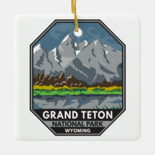 Ornamento De Cerâmica Grand Teton National Park Wyoming Vintage