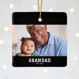 Ornamento De Cerâmica Grandad Established Black White Bold Photo