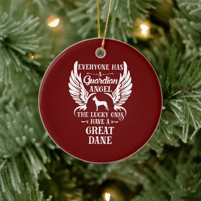 Ornamento De Cerâmica Grande anjo de cão de estimação Dane (Árvore)