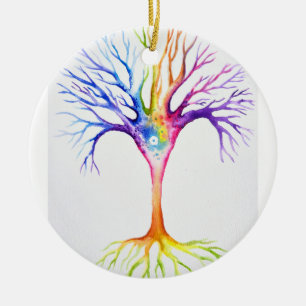Ornamento De Cerâmica Grande árvore neuronal colorida