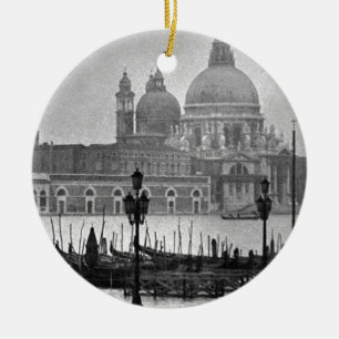 Ornamento De Cerâmica Grande Canal Branco Negro Venice Itália Viagem