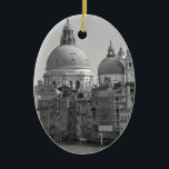 Ornamento De Cerâmica Grande Canal Branco Negro Venice Itália Viagem<br><div class="desc">Grande Canal em frente a Piazza San Marco w. Papais noeis Maria della Salute</div>